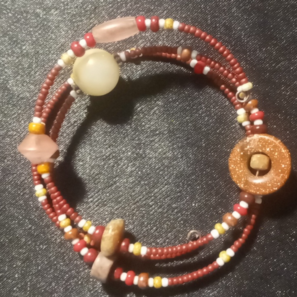 Mixed stone memory wire bracelet.